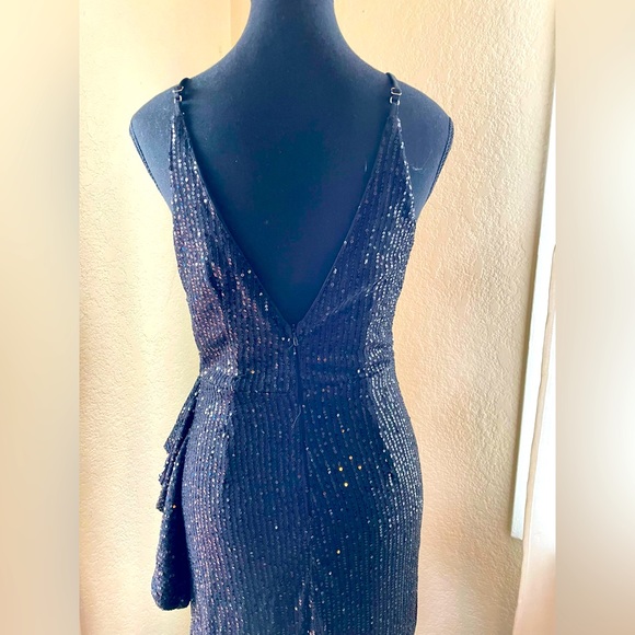 Floor length black sequence dress. - Picture 3 of 3